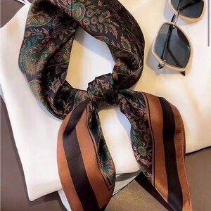 Elegant Black and Brown Patterned Scarf